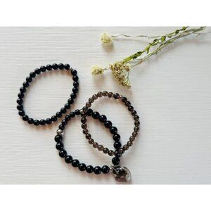 Ground Lakeshore Rock Pendant Bracelet Set